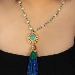 Embrace the Magic of the Amazonite Pendant Necklace with Vibrant Tassel – Only at Aaruhi Jewels