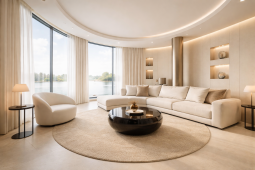 beige and white minimalist interior design of a house designed by smokerbox