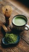 Premium Love Matcha green tea latte with creamy texture and authentic Japanese matcha powder served in a modern aesthetic style.
